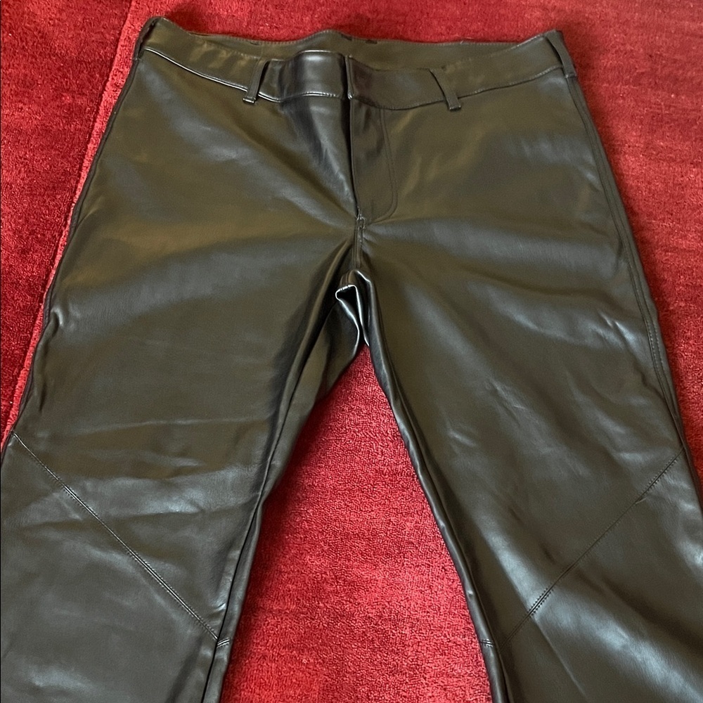 Free People Vegan Leather Flare Pants Black - Picture 5 of 14
